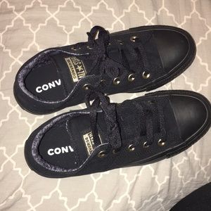 Black converse with gold detailing